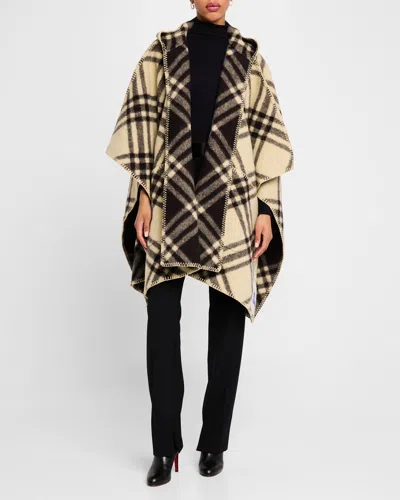 BURBERRY CATHERINE REVERSIBLE CHECK HOODED CAPE