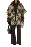 Burberry Catherine Tie Bar Check Hooded Wool Cape In Candle