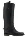 Burberry Knee-high Cavalier Leather Boots For Women In Black