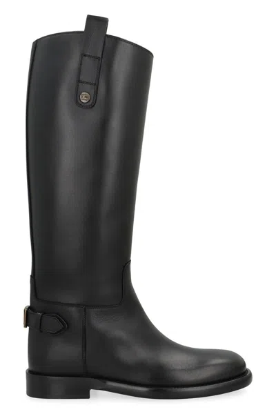 Burberry Cavalier Boots In Leather In Black