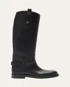 Burberry Cavalier Knee-high Leather Riding Boots In Black
