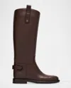 Burberry Stylish Knee-high Ankle Boots Buckle Detail In Multi