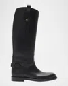 Burberry Knee-high Cavalier Leather Boots For Women In Blue