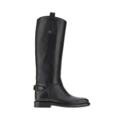 Burberry Cavalier Boots Brown In Black
