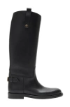 Burberry Cavalier Calf-leather Knee-high Boots In Black