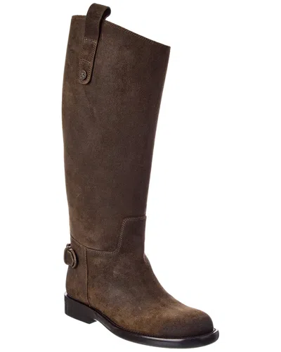 Burberry Cavalier Suede Knee-high Boot In Multi