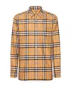 Burberry Caxbridge Plaid Printed Long-sleeved Shirt In Orange