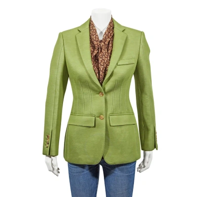 Burberry Cedar Green Double-faced Neoprene Tailored Jacket