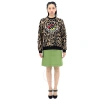 BURBERRY BURBERRY CEDAR GREEN DOUBLE-FACEED NEOPRENE A-LINE SKIRT