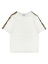 Burberry Childrens Check Trim Cotton T-shirt In White