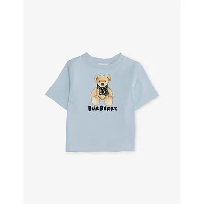 Burberry Kids' Cloud Blue Cedar Thomas Bear Cotton-jersey T-shirt 3-14 Year