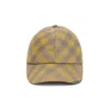 BURBERRY CEDAR YELLOW CHECK-PATTERN BASEBALL CAP