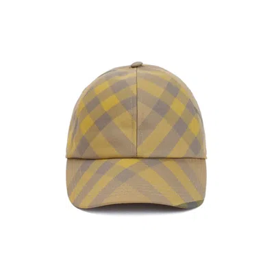 Burberry Cedar Yellow Check-pattern Baseball Cap In Green