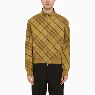 Burberry Cedar Yellow Check Pattern Jacket In Cotton In Beige