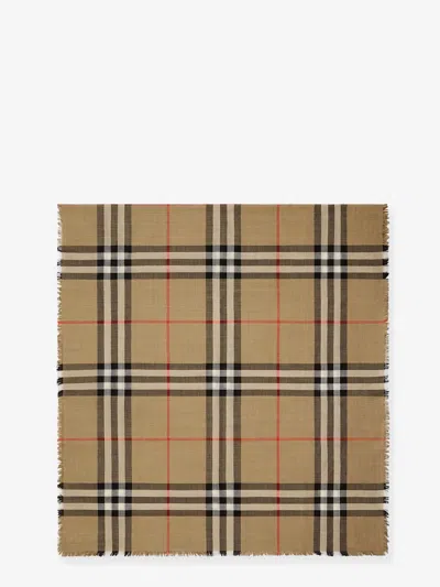 Burberry Women Certified Wool And Silk Scarf In Brown