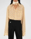 Burberry Spear Chain Print Square Silk Scarf In Gold