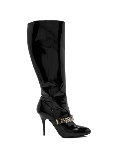 Pre-owned Burberry Chain Knee-high Boots In Black