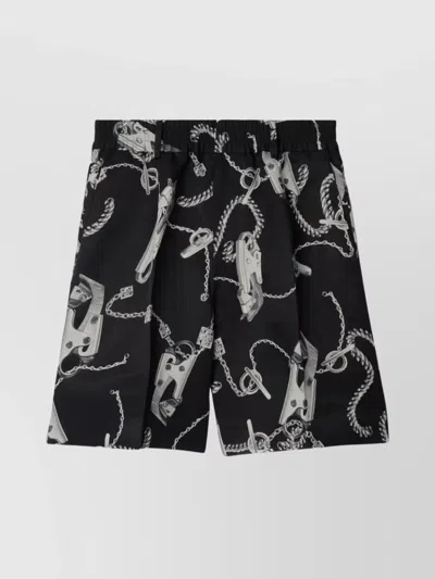 Burberry Chain-link Print Knee-length Shorts In Silver/black