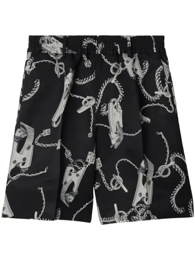 Burberry Chain Link-printed Knee-length Shorts In Multi