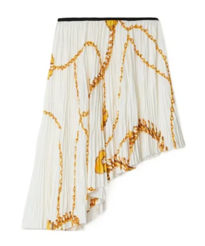 BURBERRY BURBERRY CHAIN-PRINTED PLEATED ASYMMETRIC SKIRT