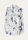 BURBERRY CHAIN PRINT COLLARED BUTTON-FRONT SHIRT