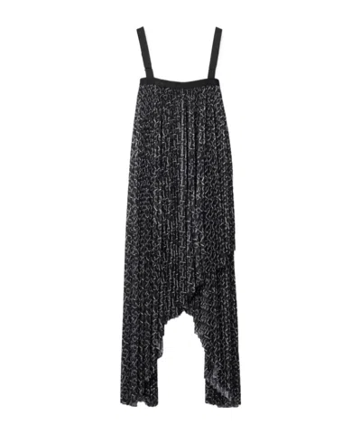 Burberry Chain-print Pleated Dress In Black