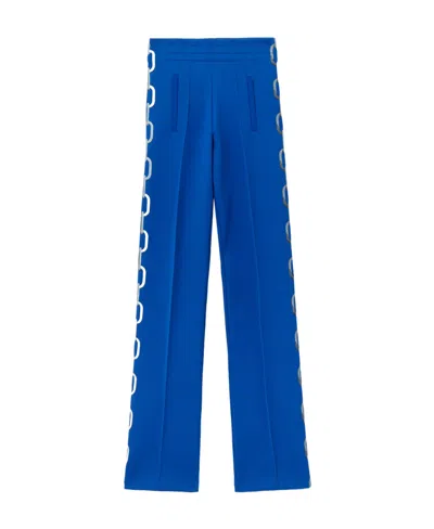 Burberry Chain-print Straight Trousers In Blue