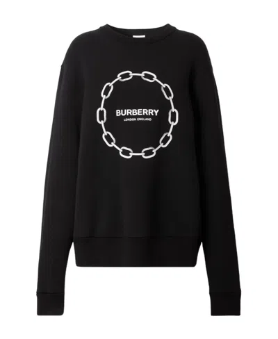 Burberry Chain-print Wool-blend Jumper In Black