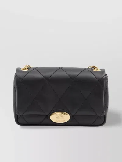 Burberry Chain Strap Quilted Leather Satchel In Black