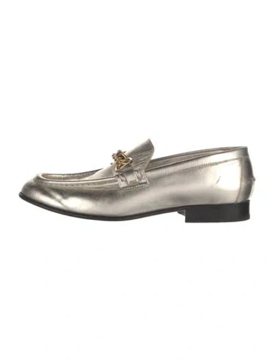 Pre-owned Burberry Chain-link Accent Leather Loafers