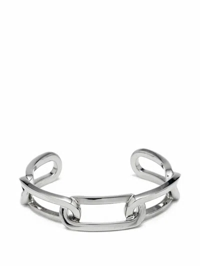 Pre-owned Burberry Chain-link Cuff Bracelet In Silver