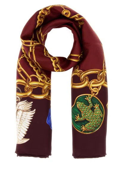 Burberry Chain-print Mulberry Silk Scarf In Multi