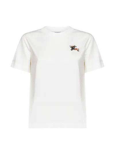 Burberry Chalk White Cotton T-shirt With Knight Check