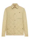 Burberry Collared Quilted Jacket Front Pocket In Nude