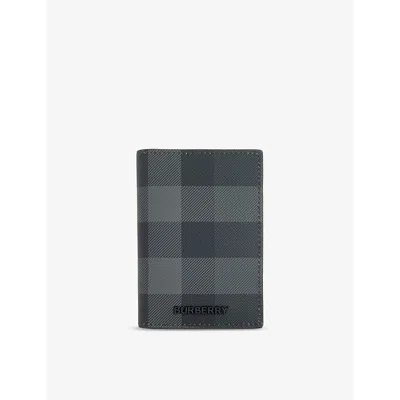 Burberry Charcoal Check-pattern Coated-canvas Cardholder
