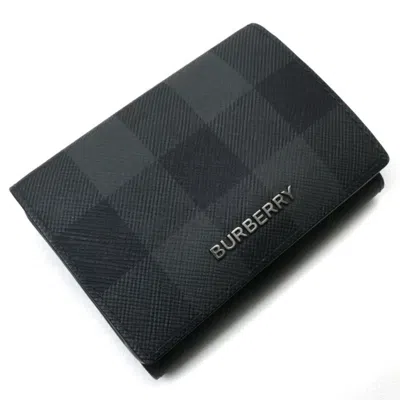 Pre-owned Burberry Charcoal Gray Pvc Leather Wallet (tri-fold) ()