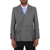 BURBERRY BURBERRY CHARCOAL GREY ENGLISH FIT WOOL TAILORED JACKET WITH CARGO BELT DETAIL