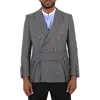 Burberry Charcoal Grey English Fit Wool Tailored Jacket With Cargo Belt Detail In Grey