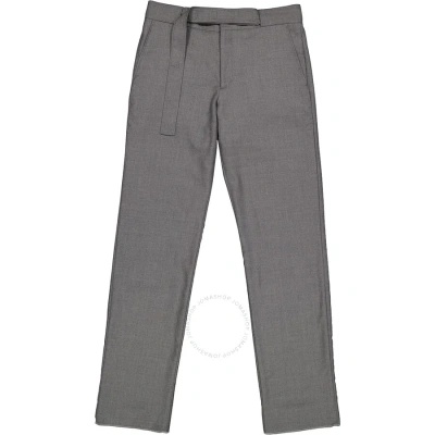 Burberry Charcoal Grey Wool English Fit Tailored Trousers With Belt Detail