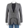 BURBERRY BURBERRY CHARCOAL GREY WOOL SILK MOHAIR LINEN BLAZER WITH CARGO BELT DETAIL