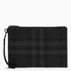 BURBERRY BURBERRY CHARCOAL ZIPPED POUCH CHECK