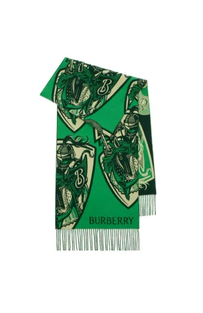 BURBERRY BURBERRY CHARGING KNIGHT WOOL CASHMERE SCARF