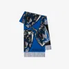 Burberry Charging Knight Wool Cashmere Scarf In Blue