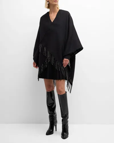 Burberry Charlotte Check Wool Cape In Black Calico Ip Chk