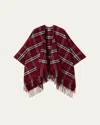 Burberry Charlotte Check Wool Cashmere Cape In Burgundy