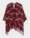 Burberry Charlotte Check Wool Cashmere Cape In Red