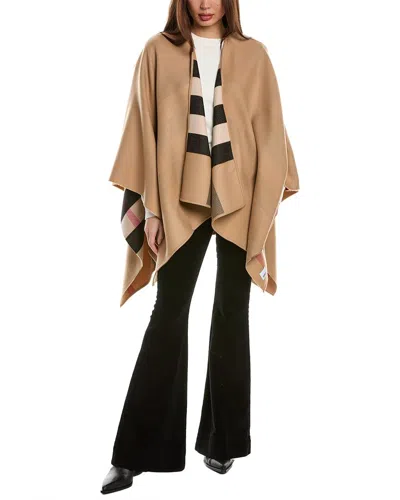Burberry Charlotte Reversible Check Wool Poncho In Brown