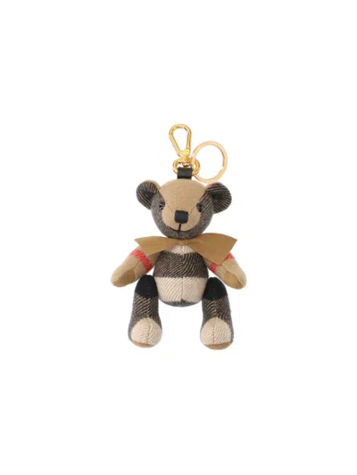 Burberry Charm Keychain Bear "thomas" In Sand