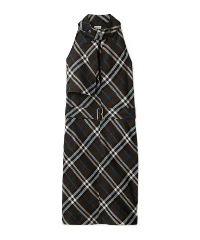 Burberry Wool Silk Dress In Black