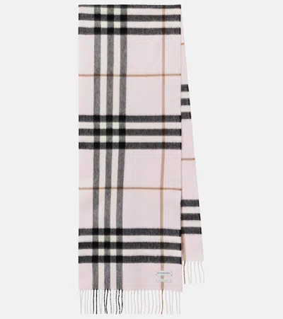 Burberry Cashmere Scarf Featuring Checked Pattern And Fringe In Multi